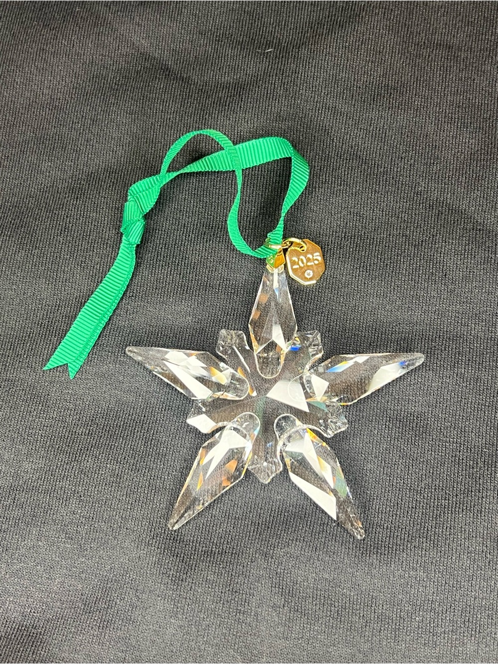 Swarovski 2025 Crystal Star Holiday Ornament with Green Ribbon